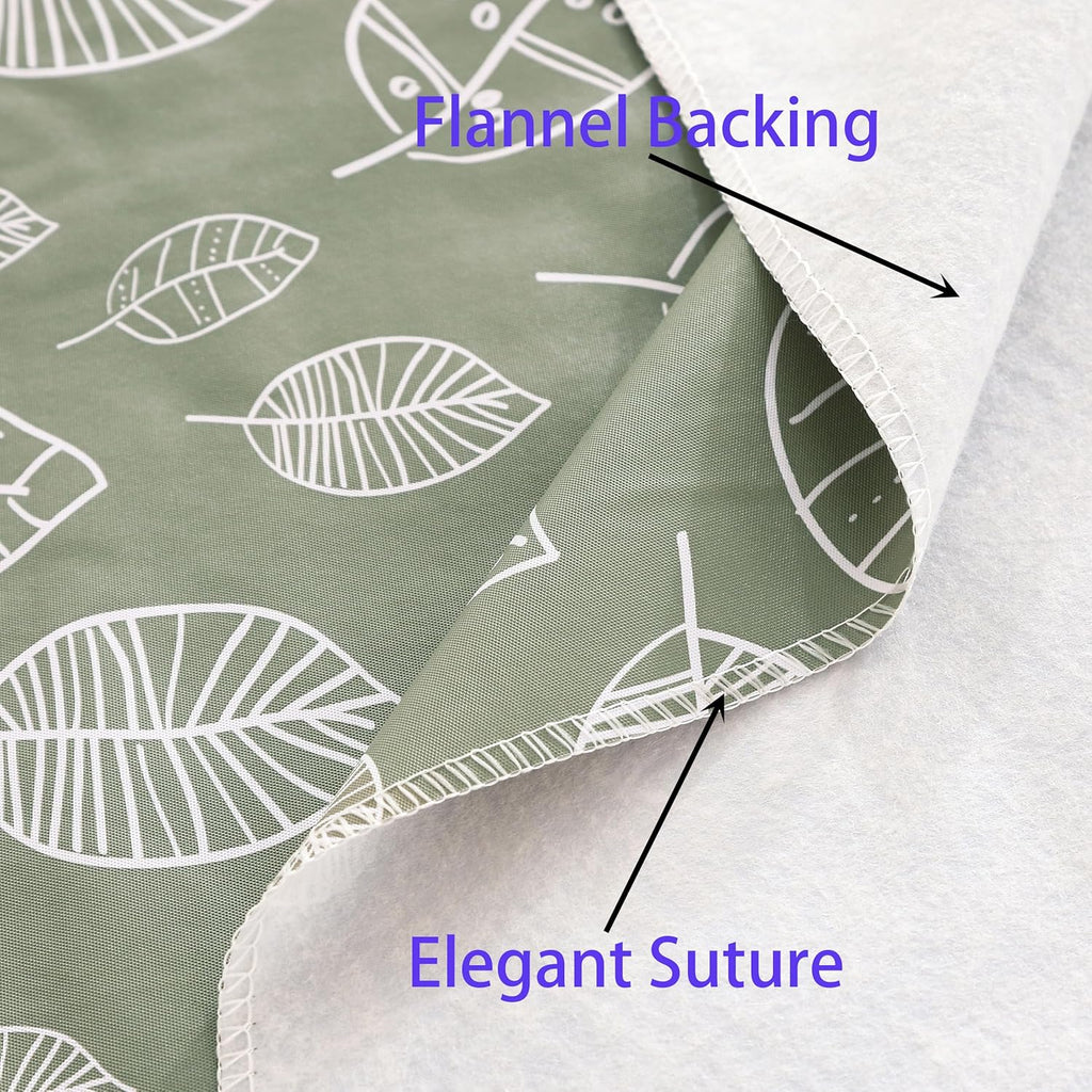 Walrus Heavy Duty Vinyl Tablecloth with Flannel Backing Waterproof Oil-Proof Plastic Table Cloth Stain-Resistant Wipeable Rectangle or Square Table Cover for Indoor and Outdoor (Leaf, 52X70 Inch)