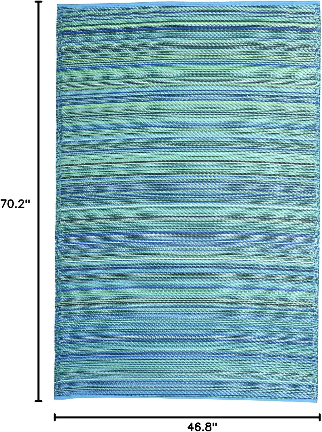 Fab Habitat Outdoor Rug - Waterproof, Fade Resistant, Crease-Free - Premium Recycled Plastic - Striped - Patio, Deck, Porch, Balcony, Laundry Room - Cancun - Turquoise & Moss Green - 4 x 6 ft