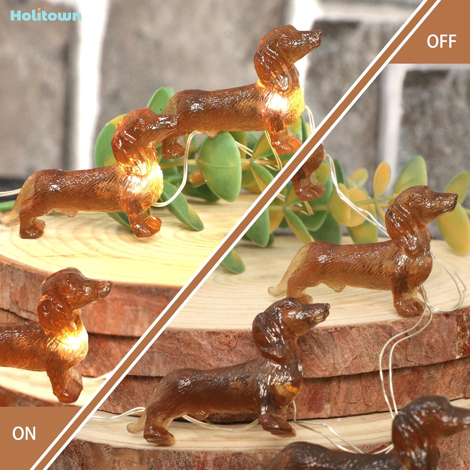 Christmas Decor Cute Dog String Lights 10ft 30LEDs Battery Operated Dachshund Icon Warm White Light USB Plug-in Fairy Lights with Remote Gifts for Pet Lovers Birthday Party Room Decor