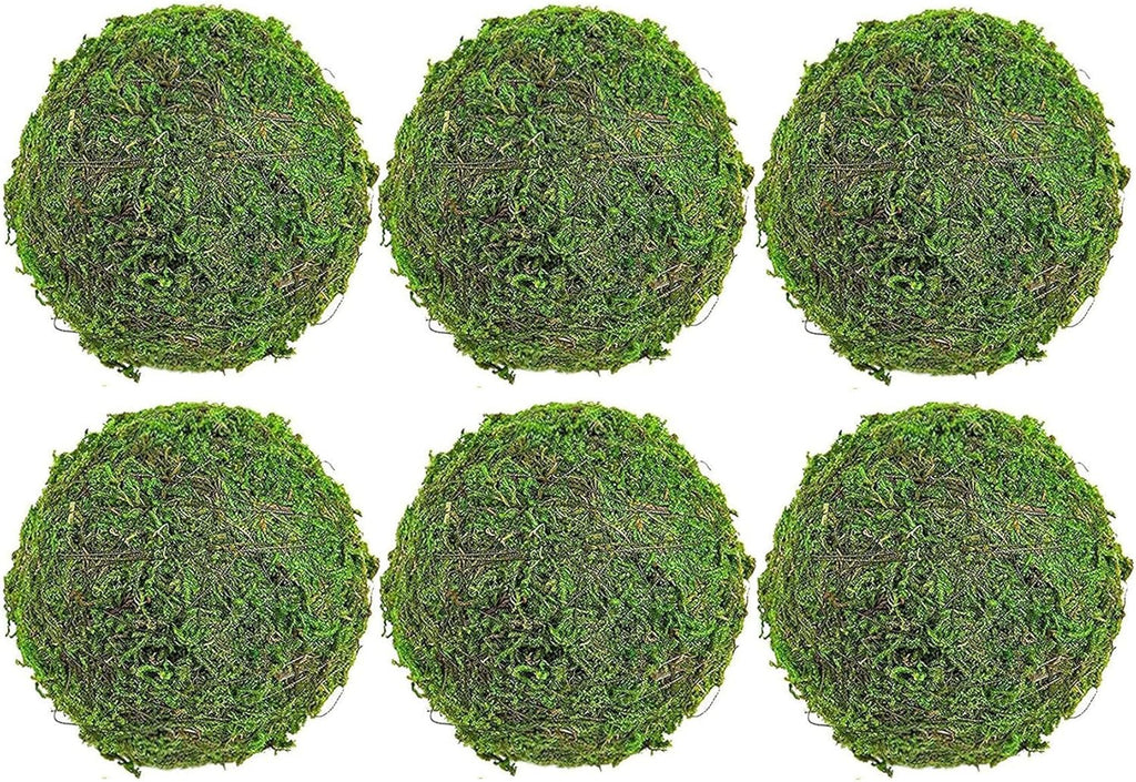 6pcs Moss Balls Decorative Faux Green Dried Artificial Moss Balls for Centerpiece Bowls for Home Garden Wedding Party Decor (3.5"-Set of 6)