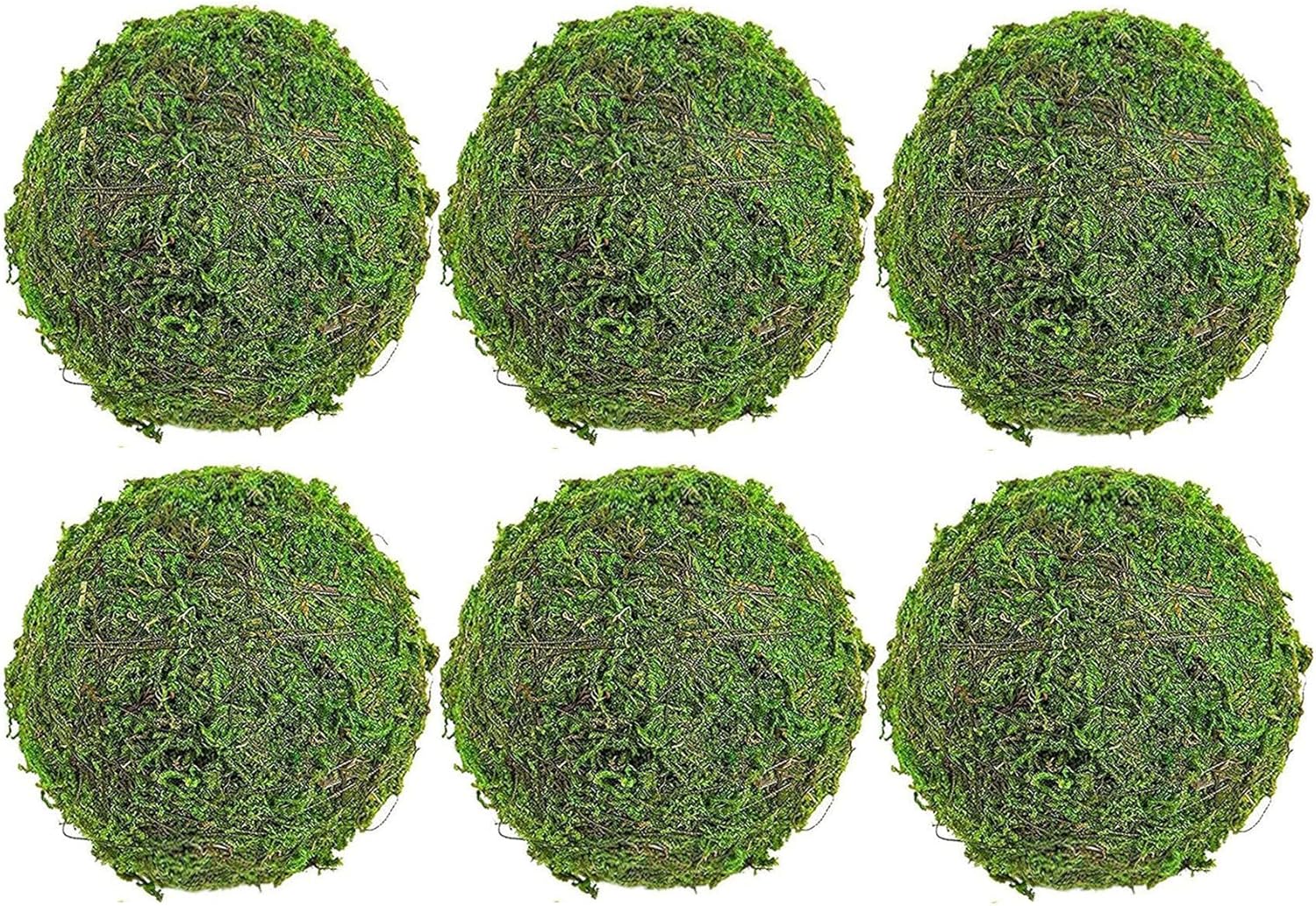 6pcs Moss Balls Decorative Faux Green Dried Artificial Moss Balls for Centerpiece Bowls for Home Garden Wedding Party Decor (3.5"-Set of 6)