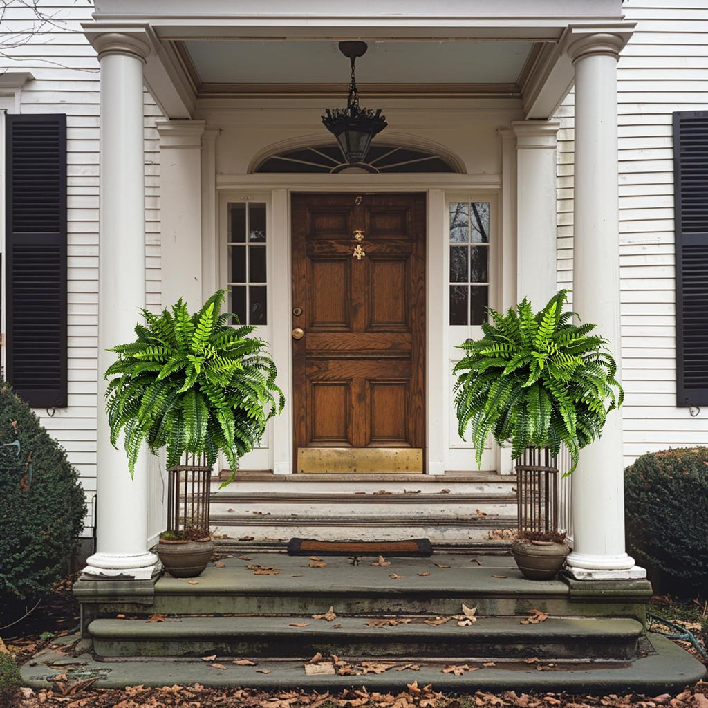 Giant Artificial Boston Ferns for Outdoors Large – UV Resistant Lifelike Faux Fern, Realistic Silk Greenery Plants Large Office, Home Decor, 2pack 88 Branches, 48 Inch Fake Fern Natural Green