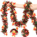 50 FT Christmas Tinsel Garland Christmas Decorations with Gingerbread Man Ornament, Red Green Shiny Metallic Twist Christmas Garland for Xmas Tree Home Mantle Stairs Indoor Outdoor Holiday Party Decor
