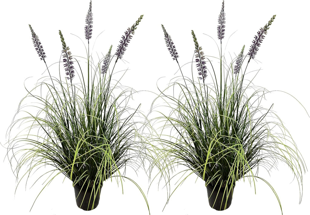 Artificial Lavender Plant 35in (2 Pack) - Tall Faux Indoor Home Decorative Plants & Flowers in Pot, Fake House Plant