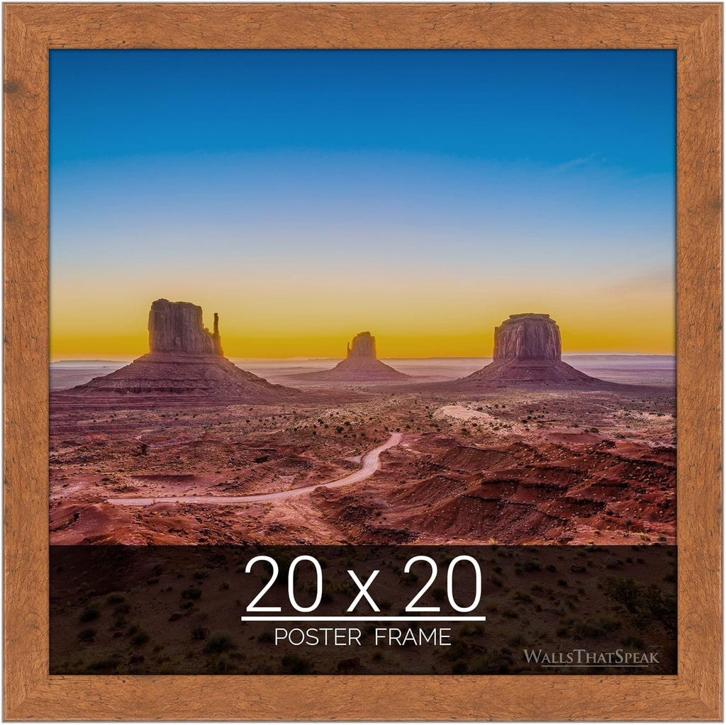 wallsthatspeak 20x20 Light Walnut Rustic Pine Picture Frame for Puzzles Posters Photos or Artwork