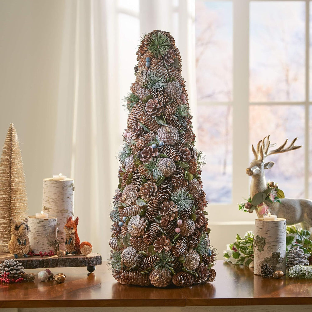 Christopher Knight Home Tabletop Christmas Tree, Natural + White + Glitter