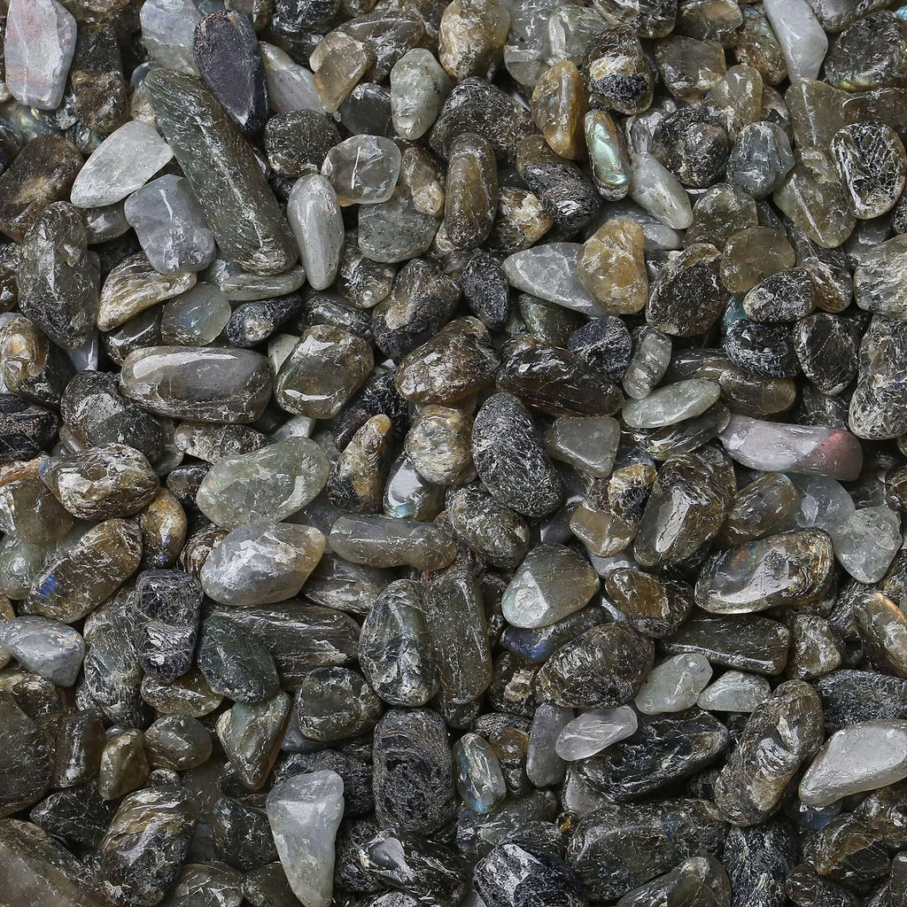 LAIDANLA Labradorite 1lb Crystal Polished Tumbled Stones Irregular Shaped Crystal Chips Bulk Natural Gemstone Aquarium Gravel Rocks Vase Filler Fish Tank Gravel Home Decoration