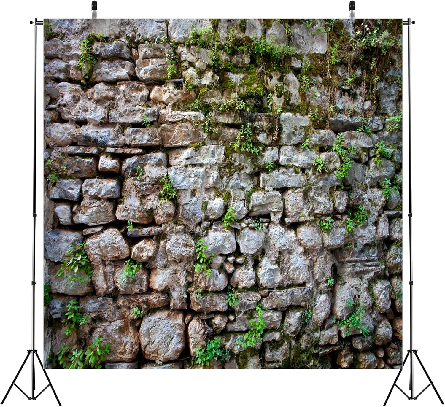 BELECO 10x10ft Fabric Vintage Brick Stone Wall Backdrop for Photography - Overgrown Ancient Rock Textured Background - Medieval Castle for Party Decorations, Studio Booth Photo Props