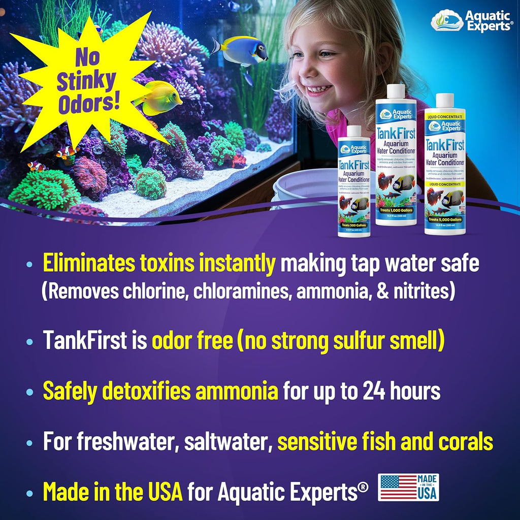 TankFirst Complete Aquarium Water Conditioner - Fish Water Conditioner, Instantly Removes Chlorine, Chloramines, and detoxifies Ammonia from Fish Tank (TankFirst Concentrate, 1 L)