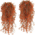 RECUTMS 4 Pcs Artificial Hanging Plants Fall Decor Faux Hanging Plants Artificial Plants UV Resistant Fake for Indoor Outdoors Fake Plants for Patio Garden Party Wedding Decor (Green Orange)