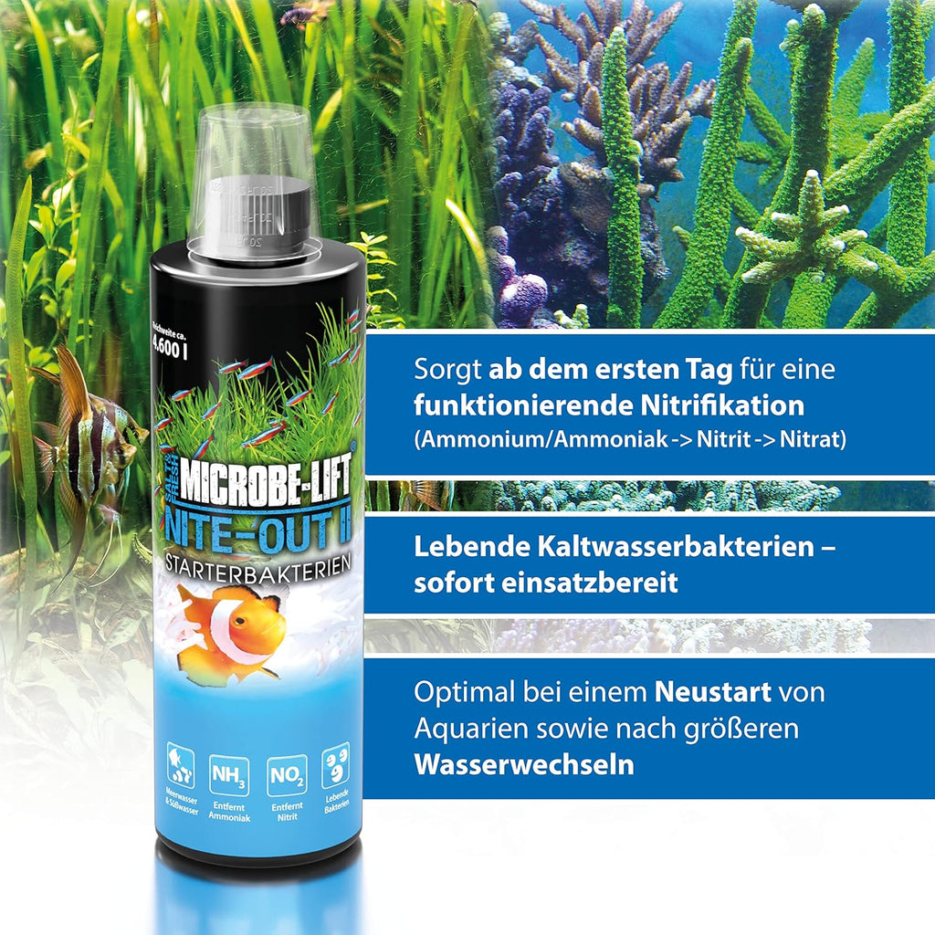 Microbe-Lift Nite-Out II Aquarium Bacteria for Start-up, Instantly Cycle Aquariums, Add Fish on Day 1, Rapid Ammonia and Nitrite Reducer for Freshwater & Saltwater Fish Tank, 64 Ounces (NITEH64)
