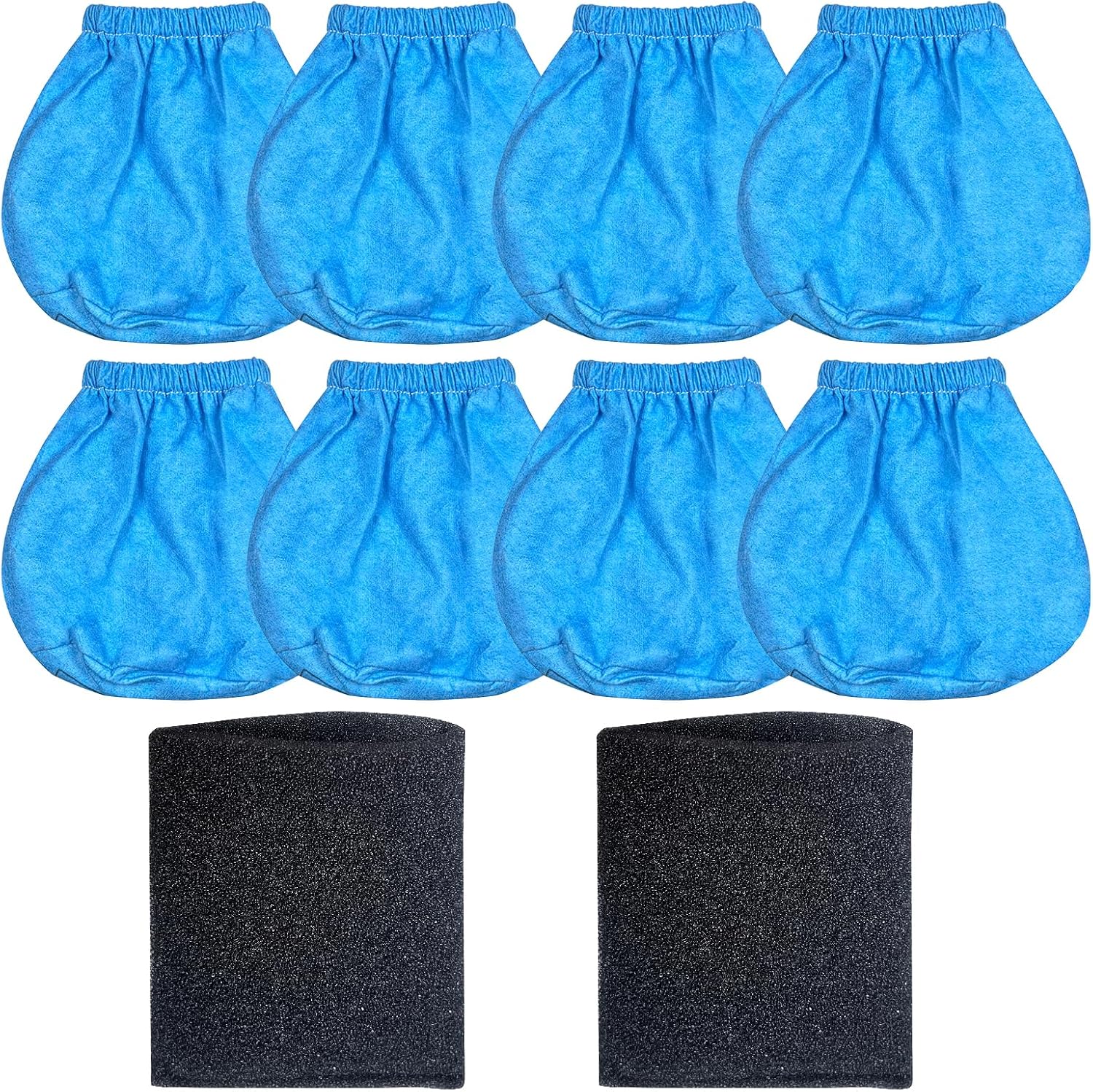 8 Pack VRC2 Cloth Filters & 2 Pcs VFF21 Foam Filter Kit Compatible with Vacmaster 1.5 to 3.2 Gallon Wet/Dry Vac, Fit for Armor All 2.5 Gallon Shop Vacuum: AA255, AA255W