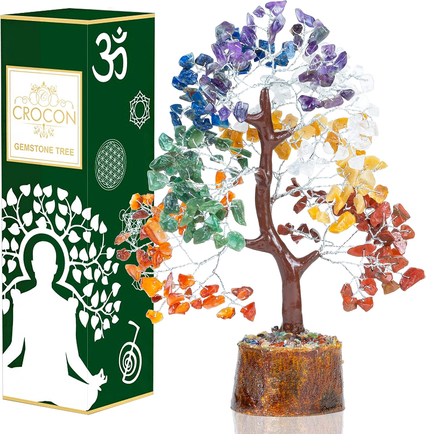 Crocon Seven Chakra Crystal Tree of Life Chakra Bonsai Tree for Room, Office & Bedroom Decor Spiritual Gift Meditation Birthday Gift for Women Mom Sister Housewarming Gifts Home