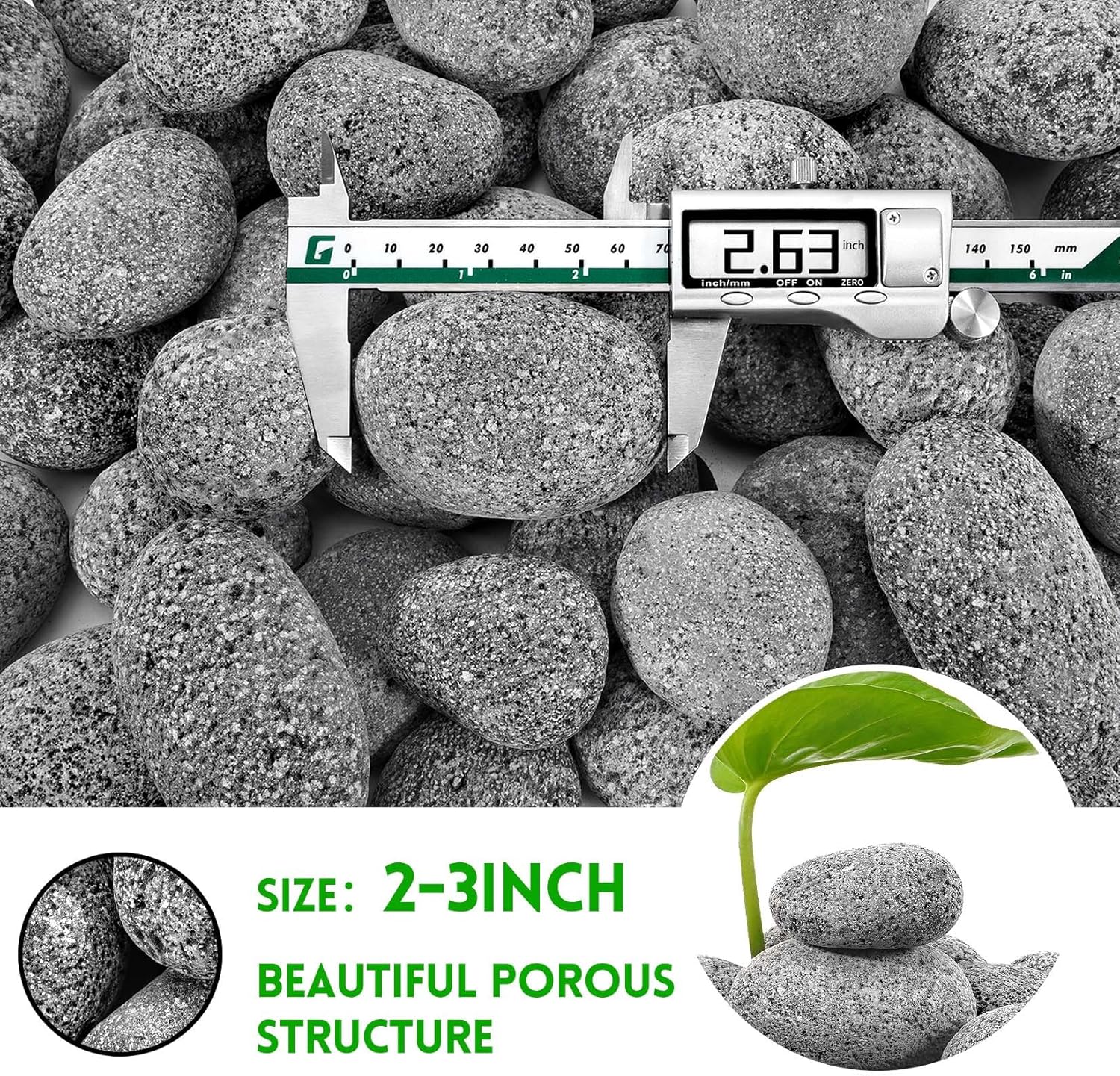Premium 2-3 Inch Black Lava Rock Pebbles, 10 Pounds Fire Rocks for Gas Fire Pits, Fireplaces, Landscaping, and Plant Cultivation, Natural Tumbled Stones for Indoor and Outdoor Use