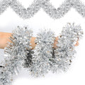 50 Feet Silver Christmas Tinsel Garland Metallic Twist Shiny Hanging Garland for Christmas Tree Decorations Xmas Holiday Decor for Home Indoor Outdoor Party Supplies - Silver