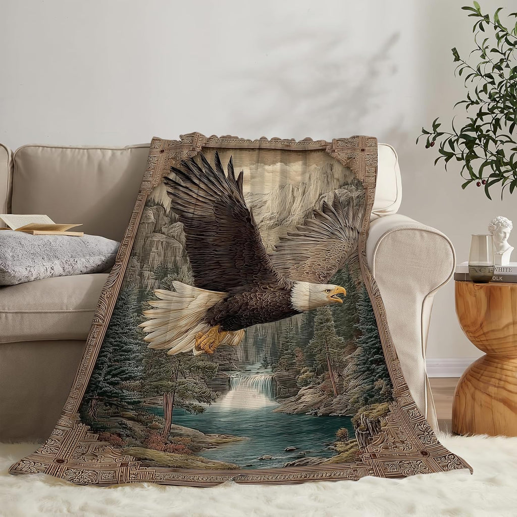 Bald Eagle Throw Blanket Eagle Stuff Gifts for Kids Girls Boys Adults Women Men Soft Cozy Warm Plush Fluffy Fuzzy Fleece Blanket Decor 60''X80''