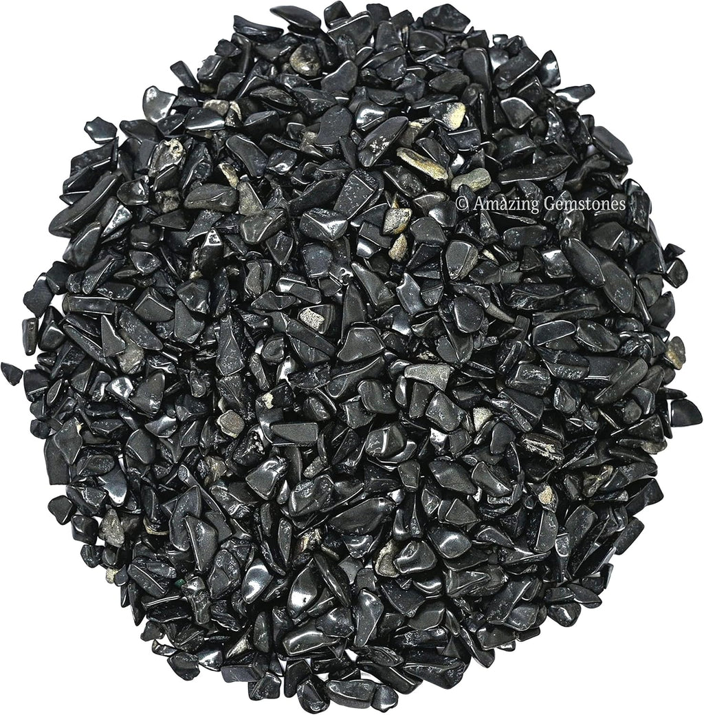 Amazing Gemstone Black Agate Crystal Chips Aquarium Gravel Rocks - Black Agate Chips Bulk Fish Tank Gravel, Small Tumbled Stone Chips and Tiny Crystals for Decoration (Natural AAA Grade Gemstones)