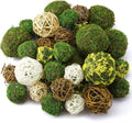 Yunsailing 36 Pcs Moss Decorative Balls for Centerpiece Bowls and Rattan Wicker Balls Handmade Moss Orbs Vase Filler for Garden Wedding Home Christmas Party Decoration(Retro Colors)