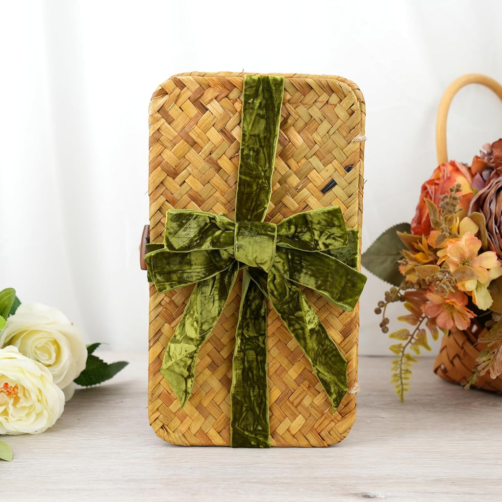 MAYREEL 1 Inch Moss Crushed Velvet Ribbon Olive Green Vintage for Flower Bouquets Wedding Invitations Crafts Gift Wrapping Party Favor Boxes 10 Yards