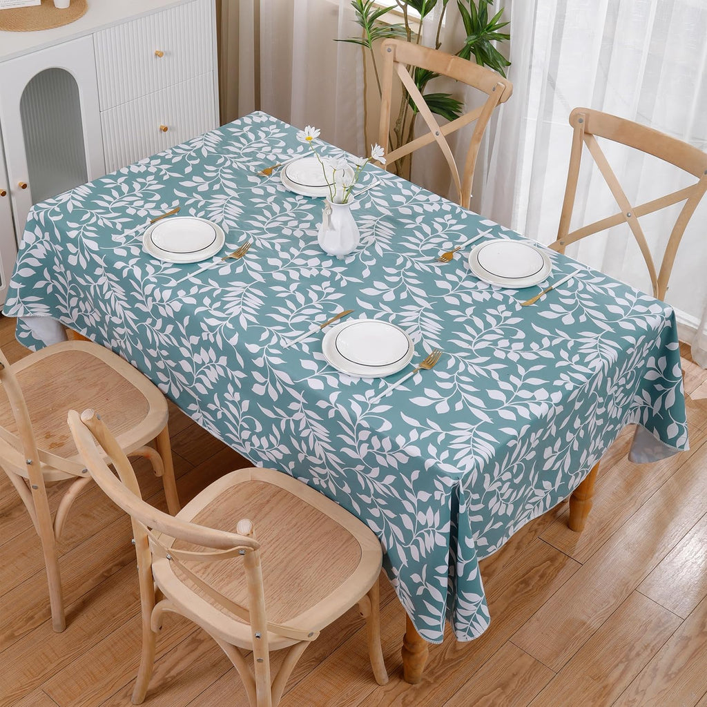 Walrus Heavy Duty Vinyl Tablecloth with Flannel Backing Waterproof Oil-Proof Plastic Table Cloth Stain-Resistant Wipeable Rectangle or Square Table Cover for Indoor and Outdoor (Branch, 60X102 Inch)