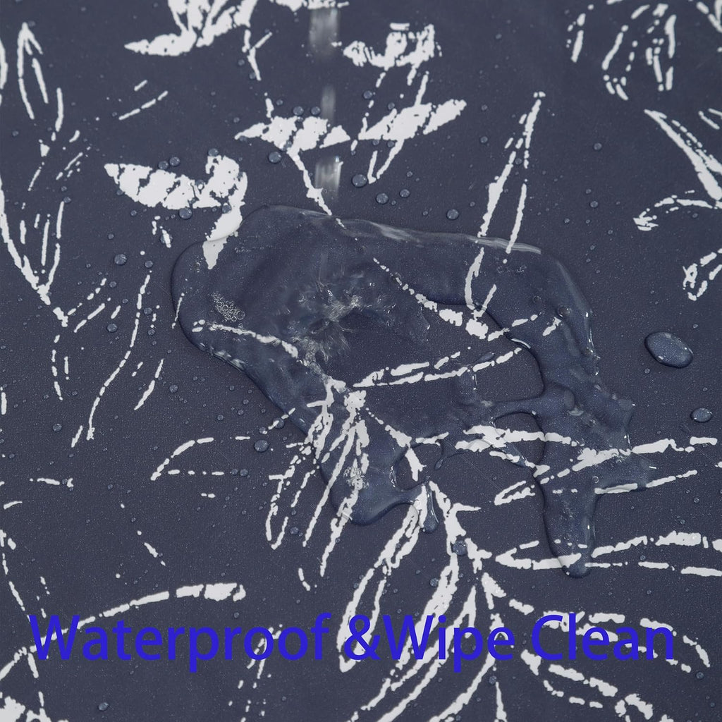 Walrus Heavy Duty Vinyl Tablecloth with Flannel Backing Waterproof Oil-Proof Plastic Table Cloth Stain-Resistant Wipeable Rectangle or Square Table Cover for Indoor and Outdoor (Blue Leaf,60x84 Inch)
