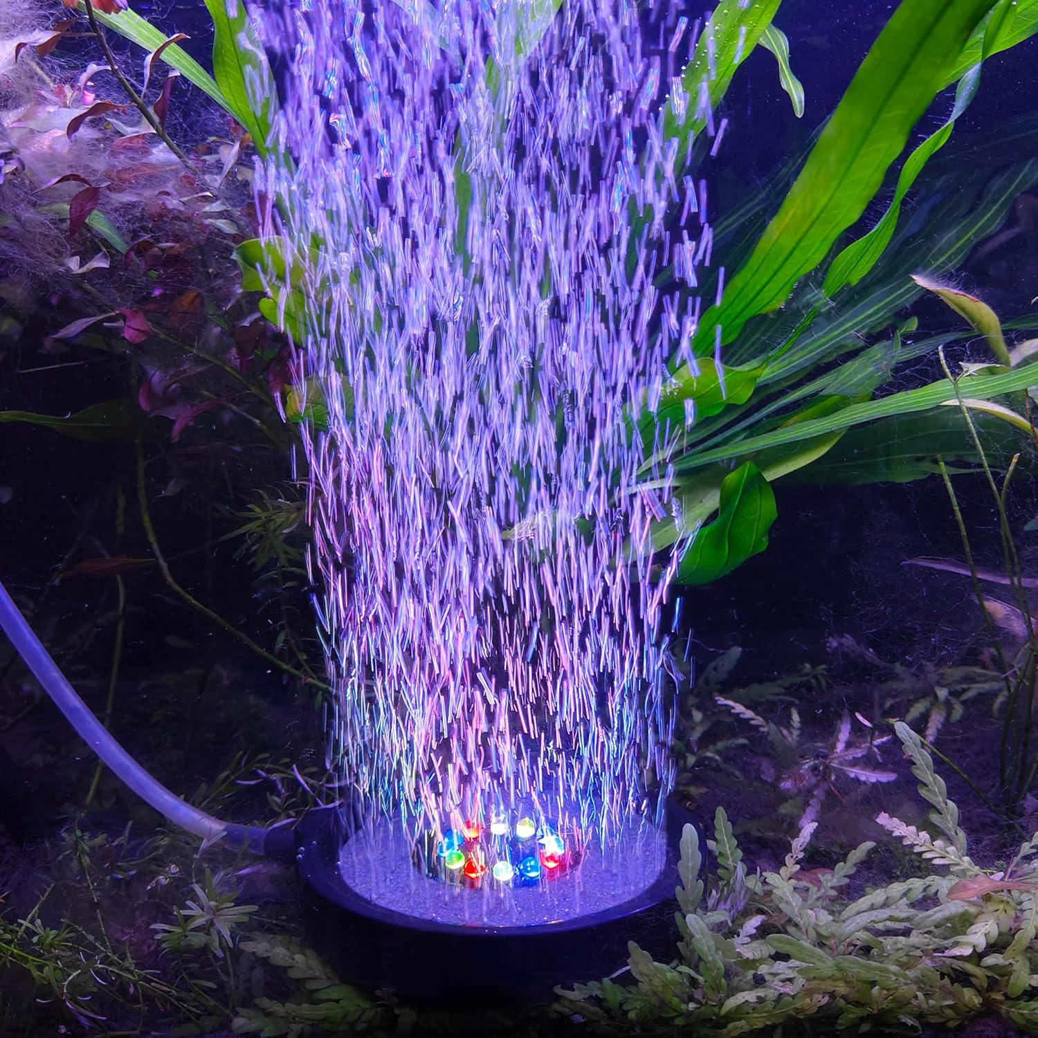 NICREW Multi-Colored Aquarium LED Bubbler Stone Disk, Fish Tank Bubbler with Auto Color Changing LEDs