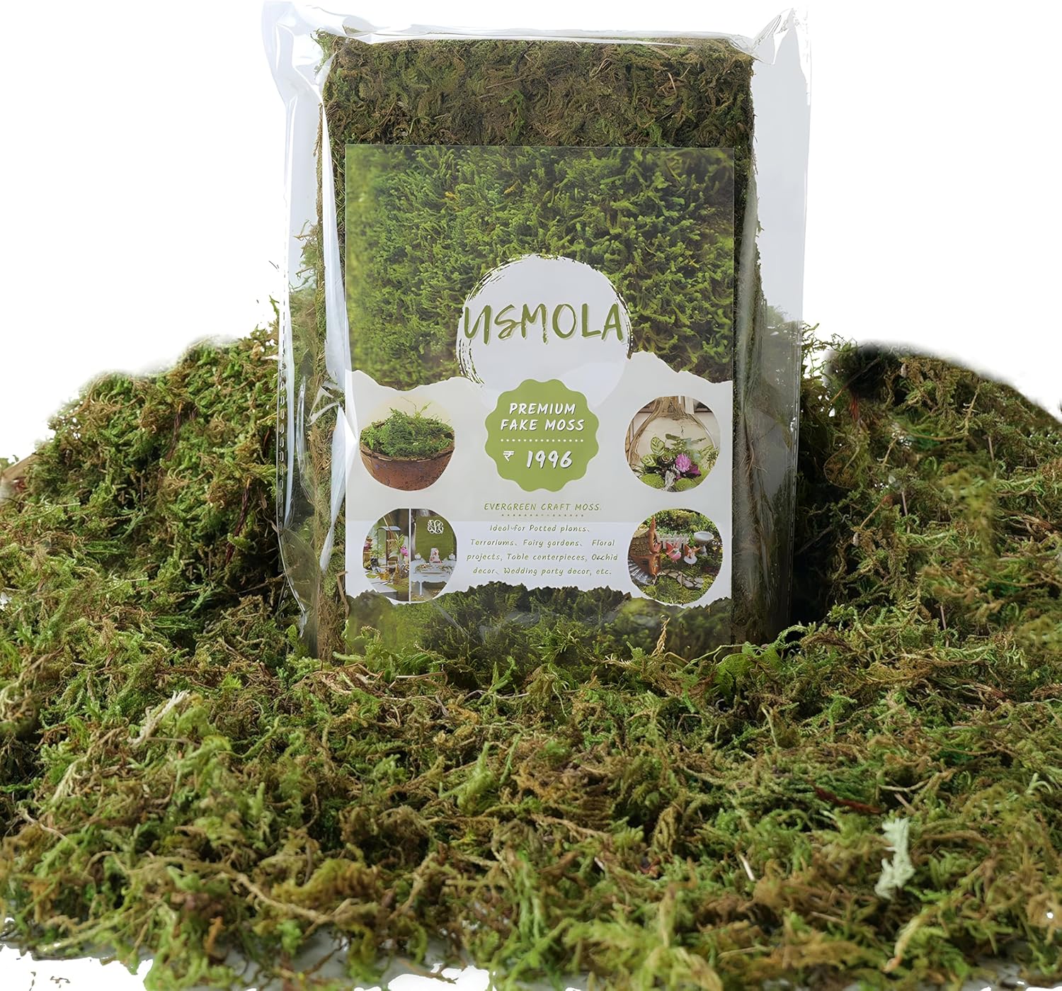 Fake Moss, 8 OZ Green Moss for Potted Plants, Artificial Moss for DIY Crafts Home Decor Table Centerpieces Wedding Decoration (Fresh Green 225gr)
