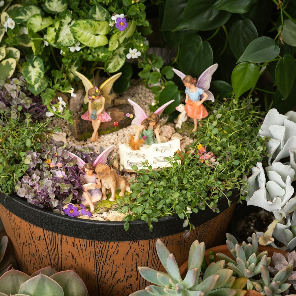 PRETMANNS Fairies for Fairy Garden, with Adorable Miniature Animals – a Cute Accessories Fairy Kit for Outdoor – 5 Piece Figurine Collection