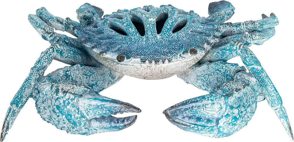 Blue Coral Crab Statue – Ocean Coral Reef Coastal Decor for Beach Homes | Polystone Nautical Figurine with Textured Finish for Shelf or Tabletop Display (11” x 10”) by Corner Merchant