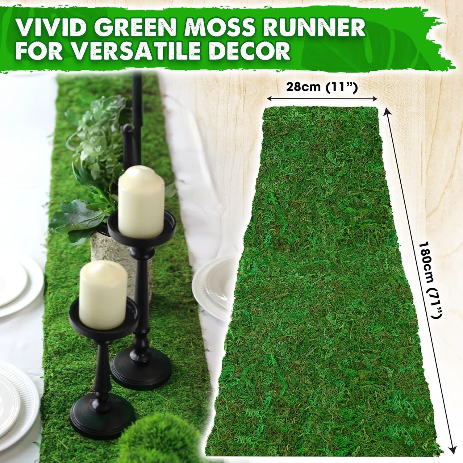 DUSPRO 71"x11" Sheet Moss Roll, Peel and Stick Moss Sheets for Crafts, Moss Sheets for Planters, Moss for Plants Indoor, Adhesive Moss Sheets for Fairy Garden, Sticky Moss for Table Decor