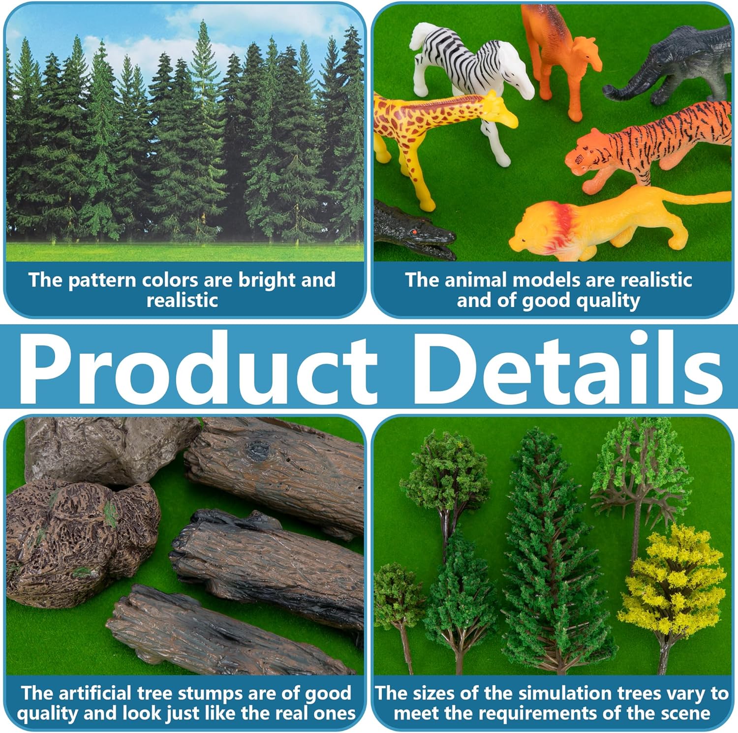 codree 65 Pcs Jungle Diorama Kit Habitat Project Box Set, Cardboard Diorama Box Animals Model Scenery Kit, Animal Figurines Rainforest Diorama Supplies for DIY Crafts Birthday Gifts Party Favor