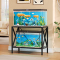 DWVO 10-40 Gallon Fish Tank Stand, Aquarium Stand with 2-Tier Storage Shelf, Heavy Duty Reptile Breeder Turtle Tank Terrarium Rack Table for Home Office, Black, X-Shape