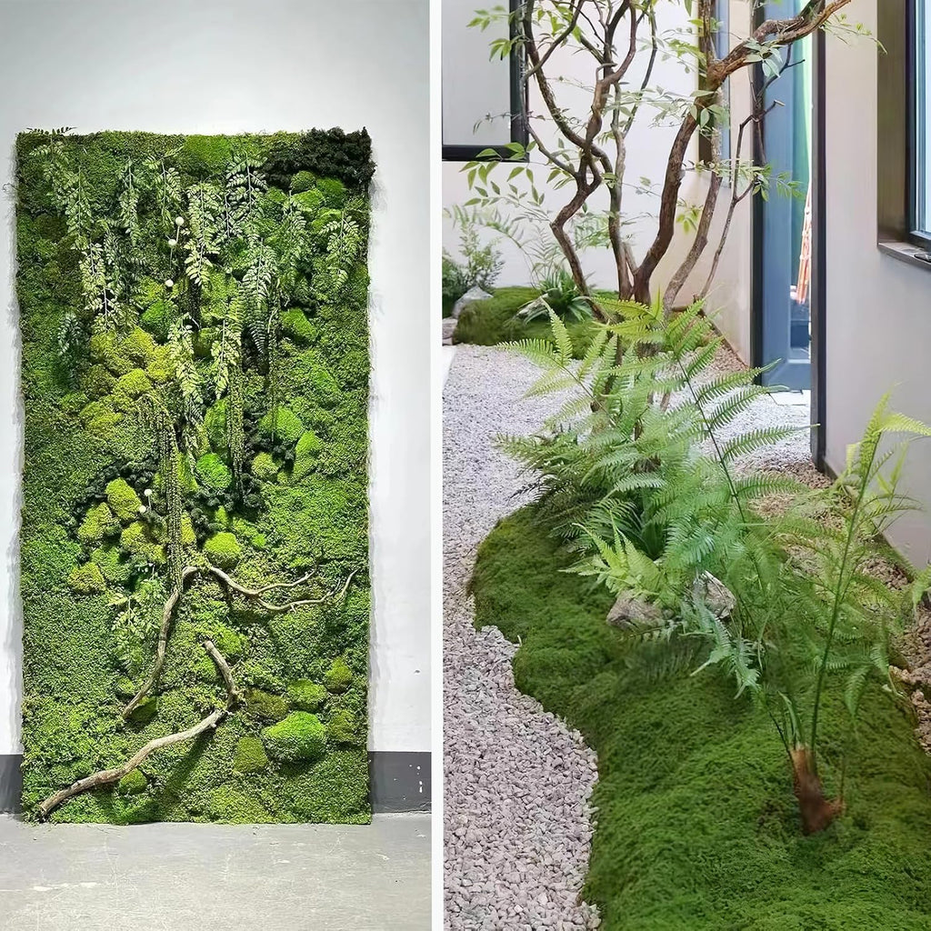 2 Pcs Preserved Sheet Moss for Potted Plants 2 sq.ft. Dried Natural Preserved Mat Green Moss Sheets for Planters Crafts Woodland Decor Garden Party Wall Art DIY Project Light Green