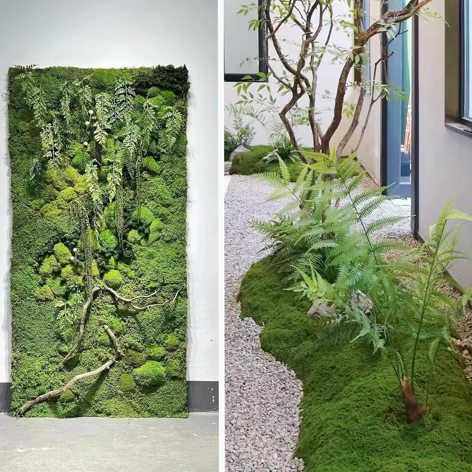 2 Pcs Preserved Sheet Moss for Potted Plants 2 sq.ft. Dried Natural Preserved Mat Green Moss Sheets for Planters Crafts Woodland Decor Garden Party Wall Art DIY Project Light Green