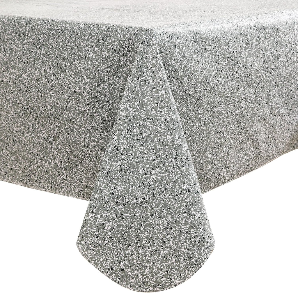 Walrus Heavy Duty Vinyl Tablecloth with Flannel Backing Waterproof Oil-Proof Plastic Table Cloth Stain-Resistant Wipeable Rectangle or Square Table Cover for Indoor and Outdoor (Grey, 52X70 Inch)
