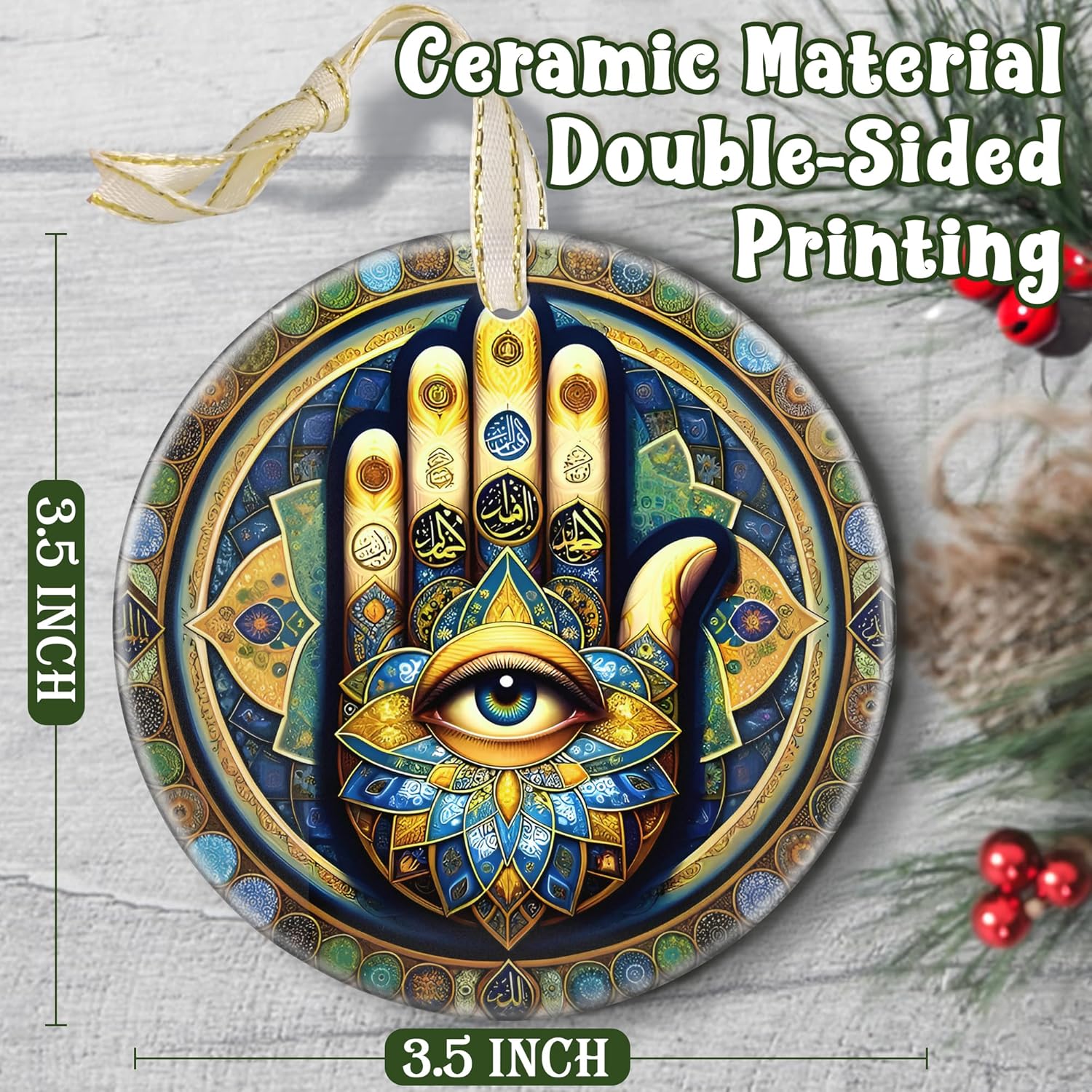 2025 Christmas Ornament - Christmas TRE Decoration, Round Ceramic Holiday Decor - Gift Idea for Friends and Exchange