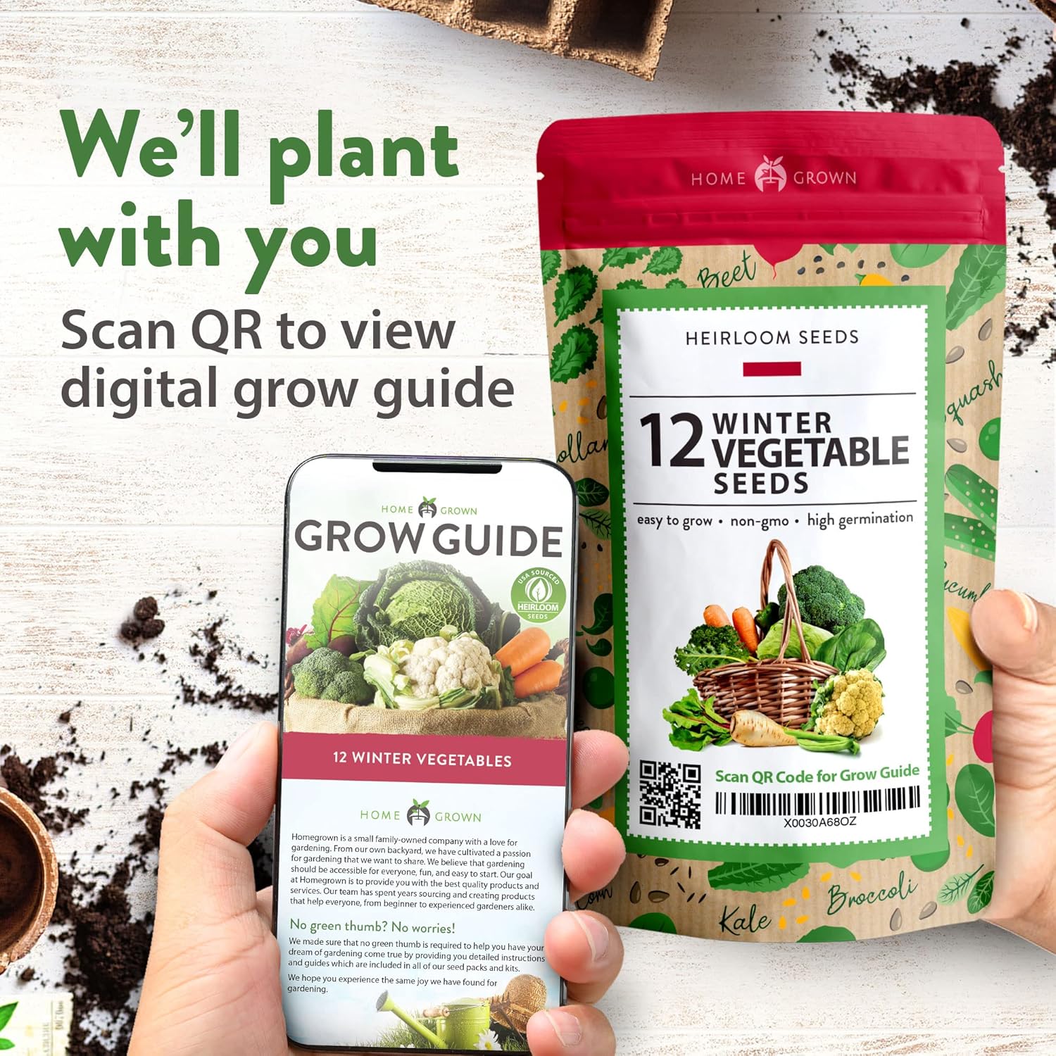 HOME GROWN 12 Winter Vegetable Seeds Heirloom,Fall & Winter Vegetable Seeds for Planting Home Garden: Bean, Beet, Broccoli, Cabbage, Carrot, Cauliflower, Kale,Parsnip,Squash,Chard & More