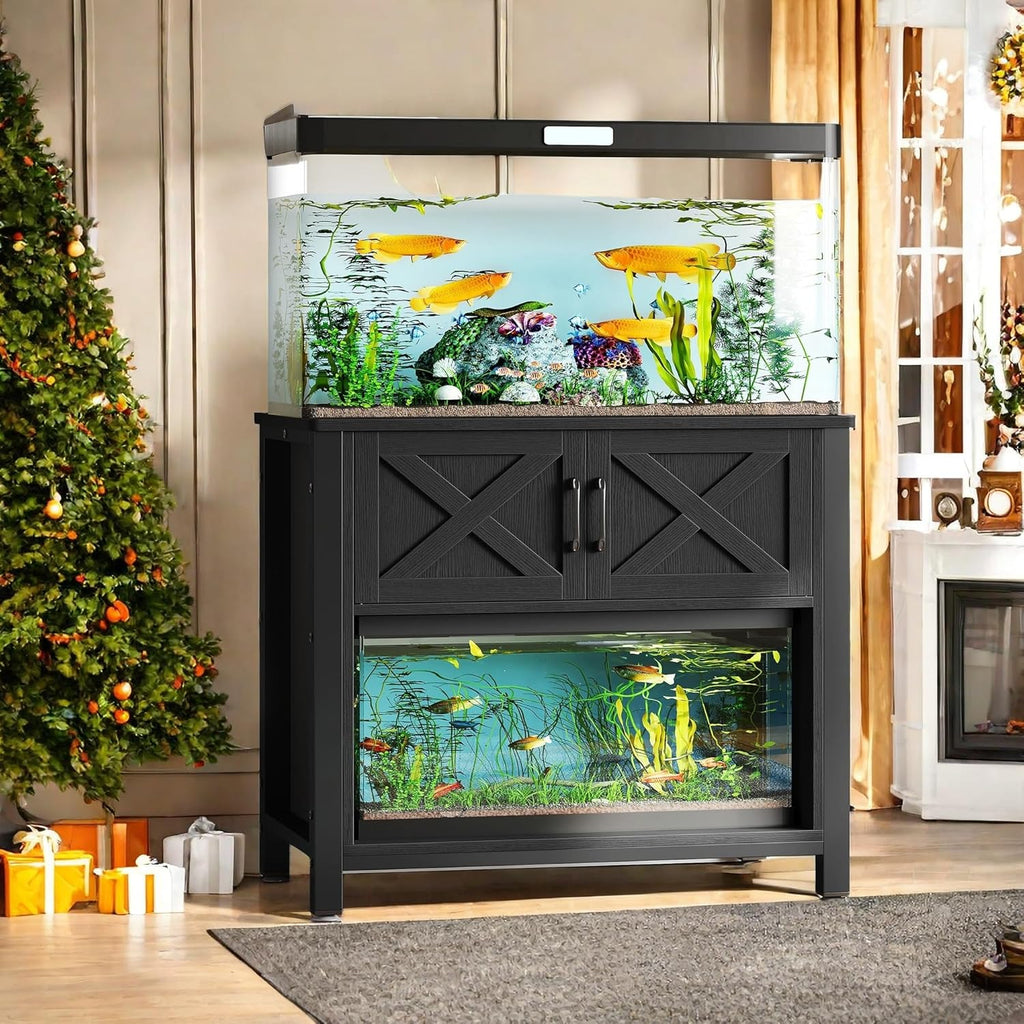 YITAHOME Heavy Duty 40-50 Gallon Aquarium Stand with Power Outlets, Cabinet for Fish Tank Accessories Storage - Metal Fish Tank Stand Suitable for Fish, Turtle, 660LBS Capacity, Black