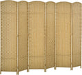 HOMCOM Room Divider, 6 Panel Folding Privacy Screen, 5.6' Tall Freestanding Wall Partition for Home Office, Bedroom, Nature Wood