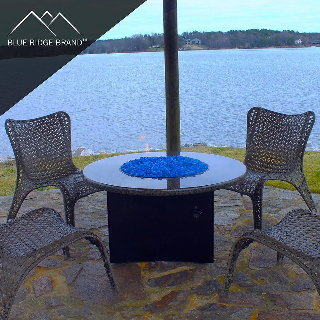 Fire Pit Glass - Fire Glass for Fire Pit - Firepit Glass Rock - Glass Stones - Fire Pit Glass Rocks - Gas & Propane Fire Pit & Fireplace Glass (50 Pound, Light Blue)