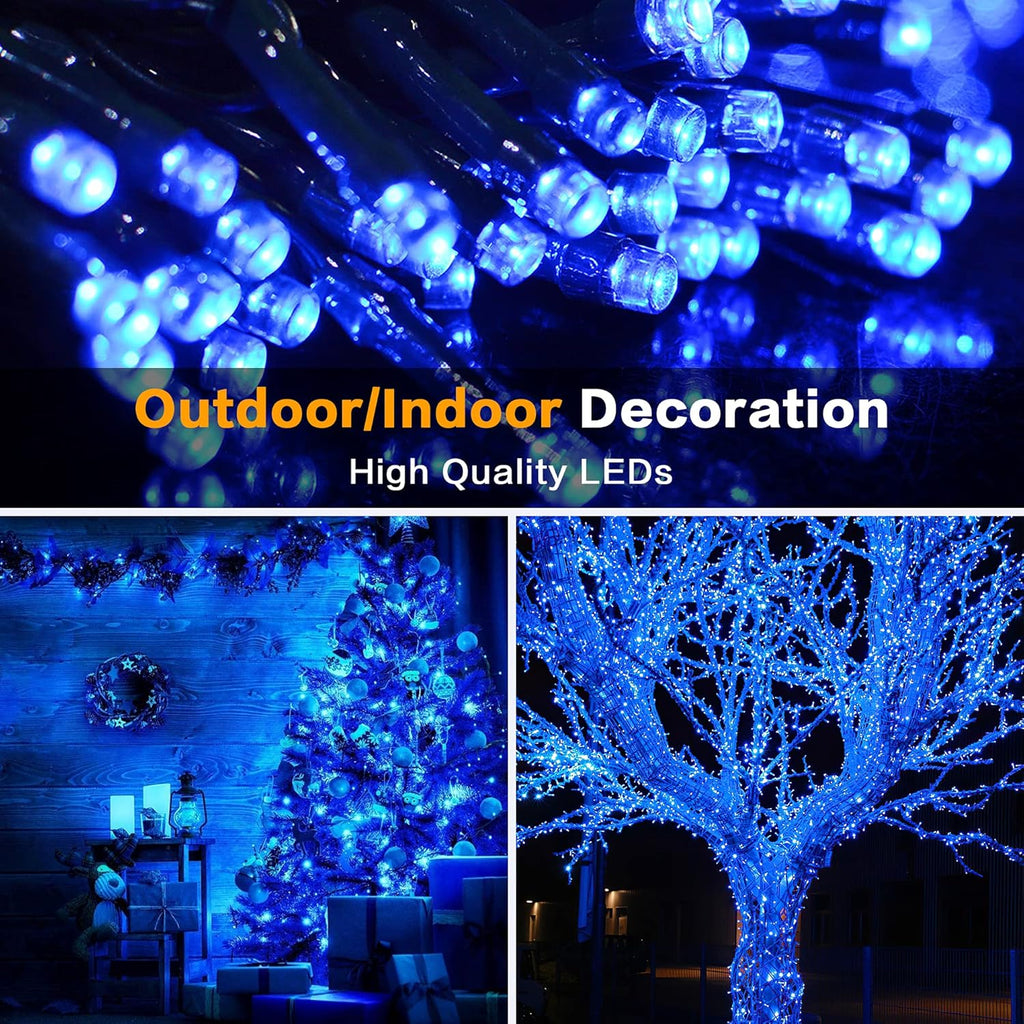 AmyHomie Blue Christmas Lights, 108Ft 300LED Halloween String Lights Outdoor Waterproof, End-to-End Indoor Fairy Decorative Lights for Wedding, Party, Christmas Decor