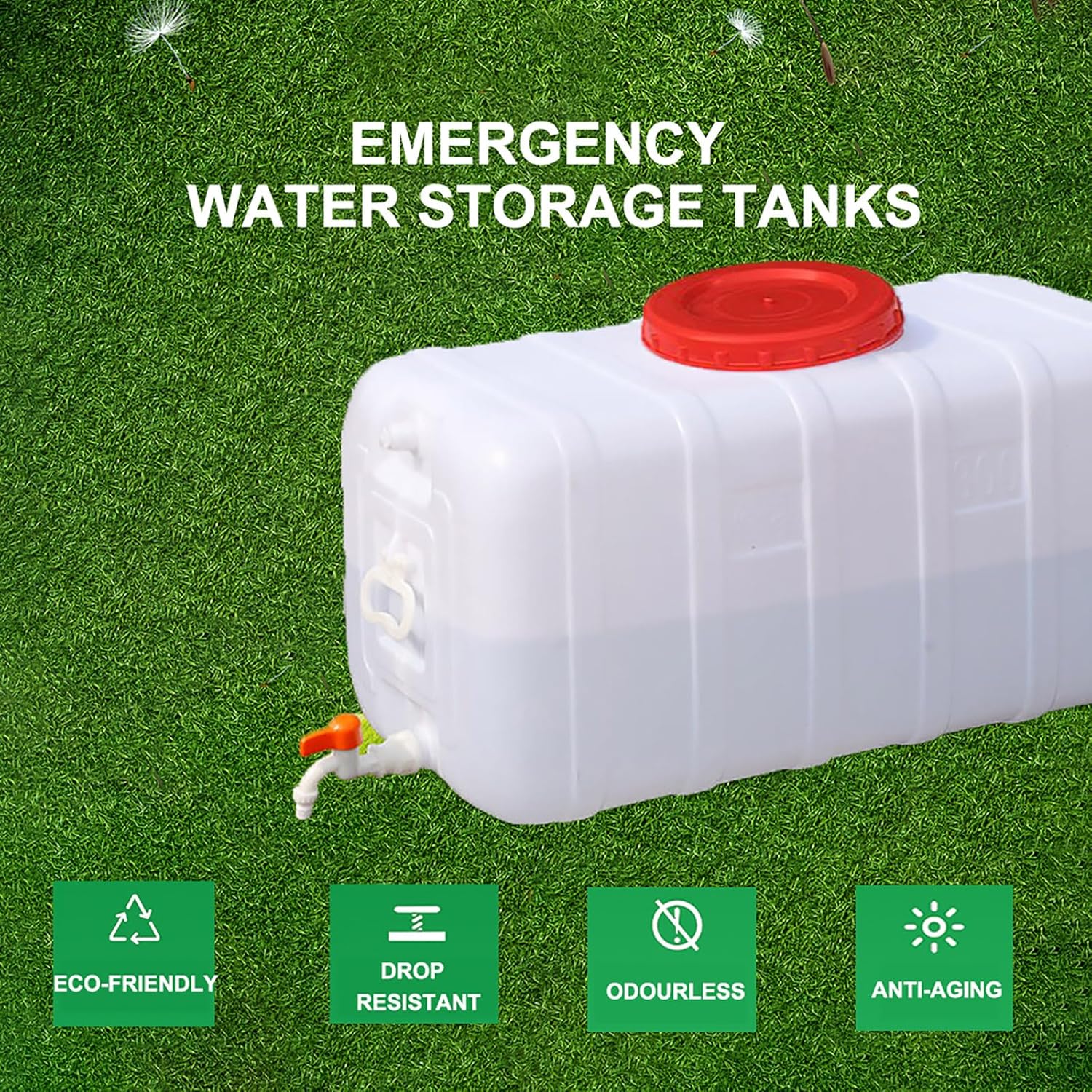 Large Capacity Water Tank with Spigot for Camping Plastic Water Storage Tank Water Container for Emergency Storage Household Outdoor Camping RV Self-Driving Tour(Size:200L/50gallon)