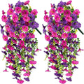 AirSun Artificial Morning Glory Flower Vines, 2pcs 60inch Hanging Plants Silk Garland Fake Green Plant Home Garden Wall Fence Indoor Outdoor Wedding Birthday Decor