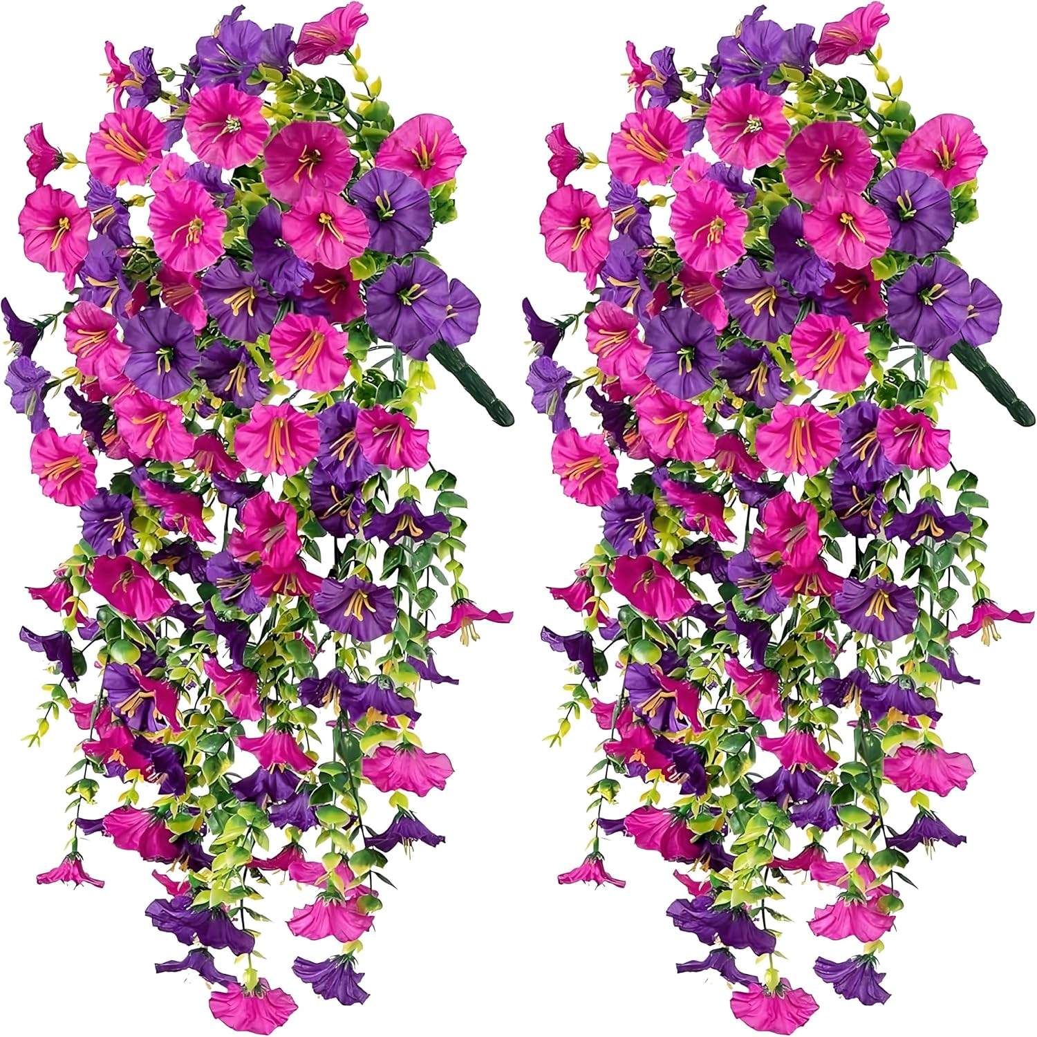 AirSun Artificial Morning Glory Flower Vines, 2pcs 60inch Hanging Plants Silk Garland Fake Green Plant Home Garden Wall Fence Indoor Outdoor Wedding Birthday Decor