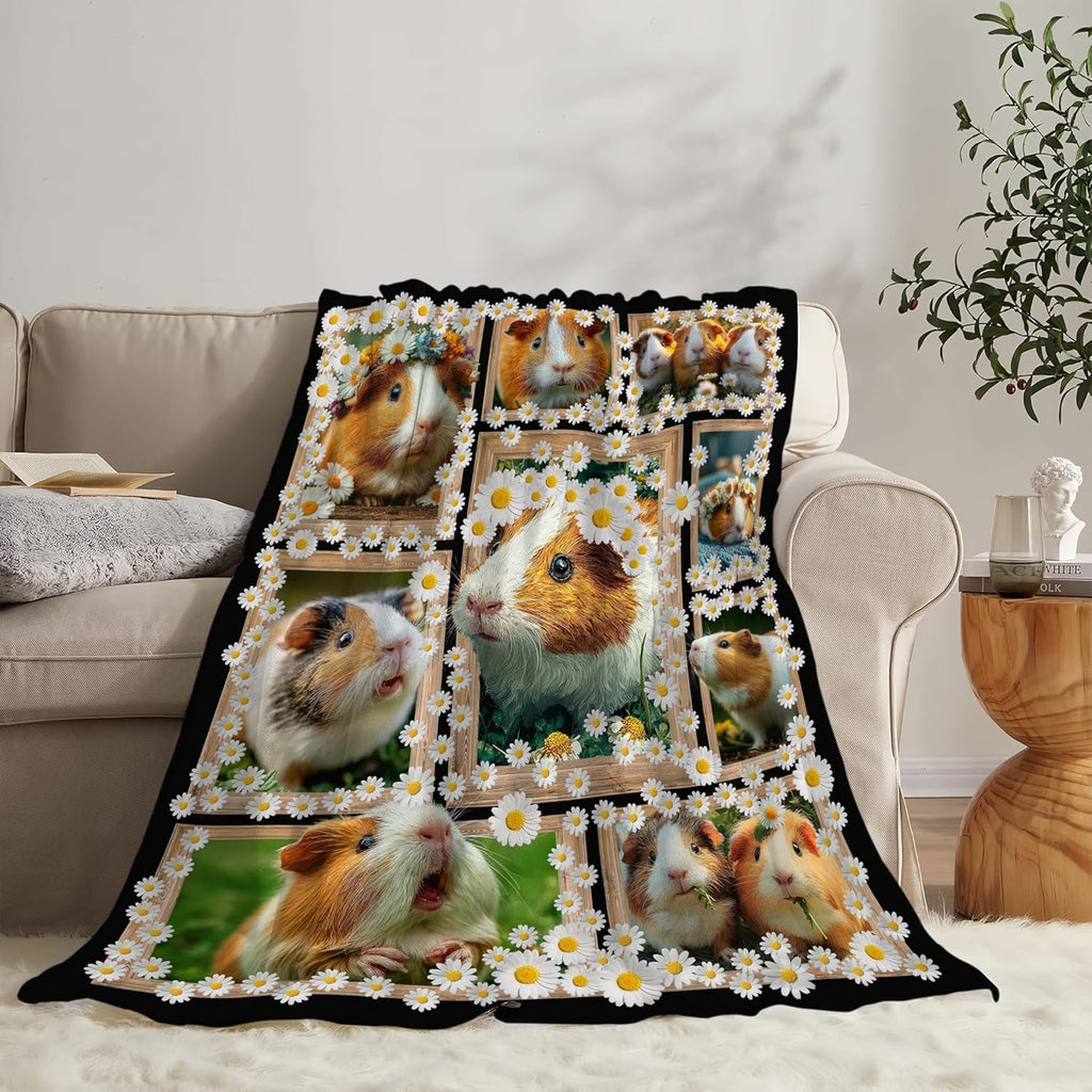 Guinea Pig Throw Blanket Guinea Pig Stuff Gifts for Kids Girls Boys Adults Women Men Soft Cozy Warm Plush Fluffy Fuzzy Fleece Blanket Decor 60''X80''