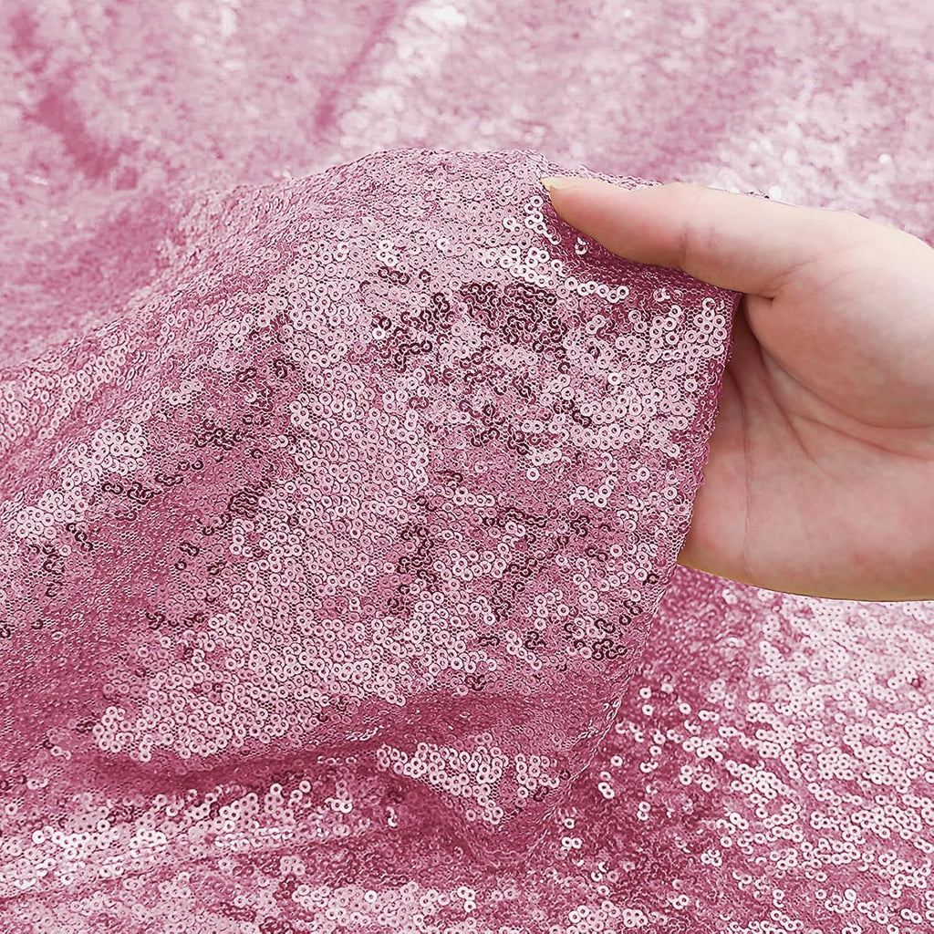 Sugargirl Pink Sequin Backdrop Curtain 4 Panels 2FTx8FT Glitter Pink Background Drapes Sparkle Photography Backdrop for Party Wedding Birthday Wall Decoration