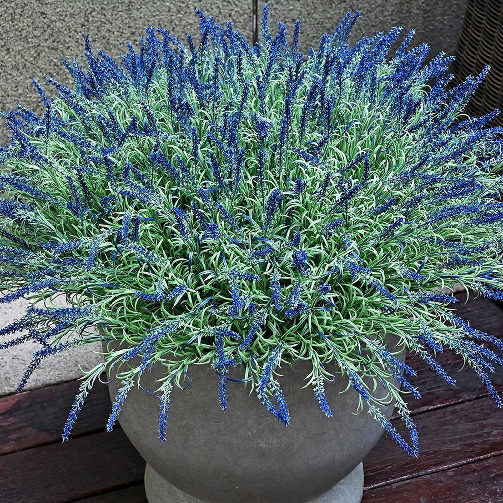 UV-Resistant Artificial Lavender Flowers – Certified Fade-Proof Outdoor Decor – Realistic Purple Fake Plants for Patio, Garden, and Landscaping (UV Resistant Dark Purple Lavender)