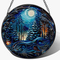 8-Inch Starry Night Forest Suncatcher Ornament, Stained Glass Window Hanging & Stained Glass Holiday Ornament, Sun Catcher Window Decor — Magical Gift for Nature Lovers, Gifts for Christmas & Holidays