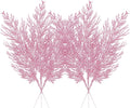 Christmas Glitter Stems 24pcs Artificial Pine Tree Picks for Christmas Tree Ornaments fillers, DIY Xmas Wreath, Crafts, Garland, Holiday, Party, Wedding and Home Decoration (Pink)