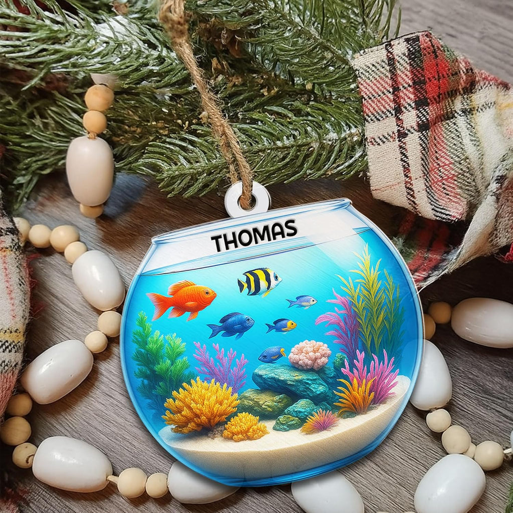 Personalized Aquarium Fish Tank Ornament, Fishes Christmas Ornament, Underwater Aquarium Ornament, Aquarium Decorations for Fish Tank, Gift for Ocean Lovers, Scuba Divers (FT10)